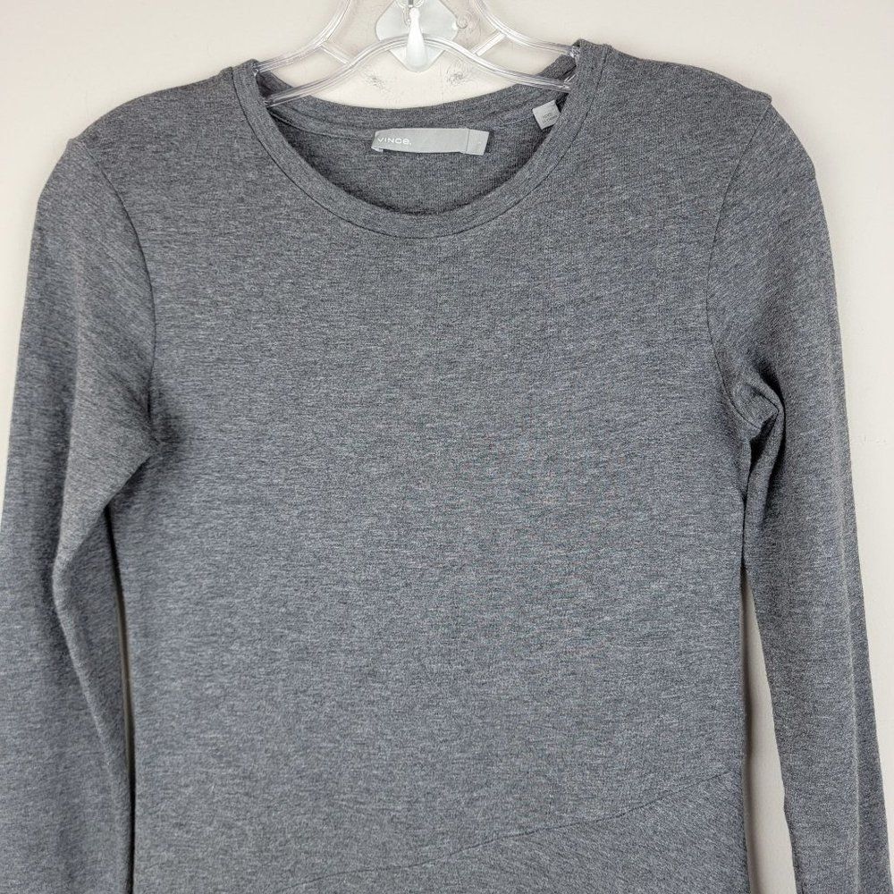 Vince Classic Basic Grey Asymmetrical Long Sleeve… - image 4